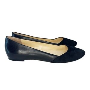 COLE HAAN Grand.Os Suede‎ & Leather Pointed Toe Ballet Flats • 6.5 • black